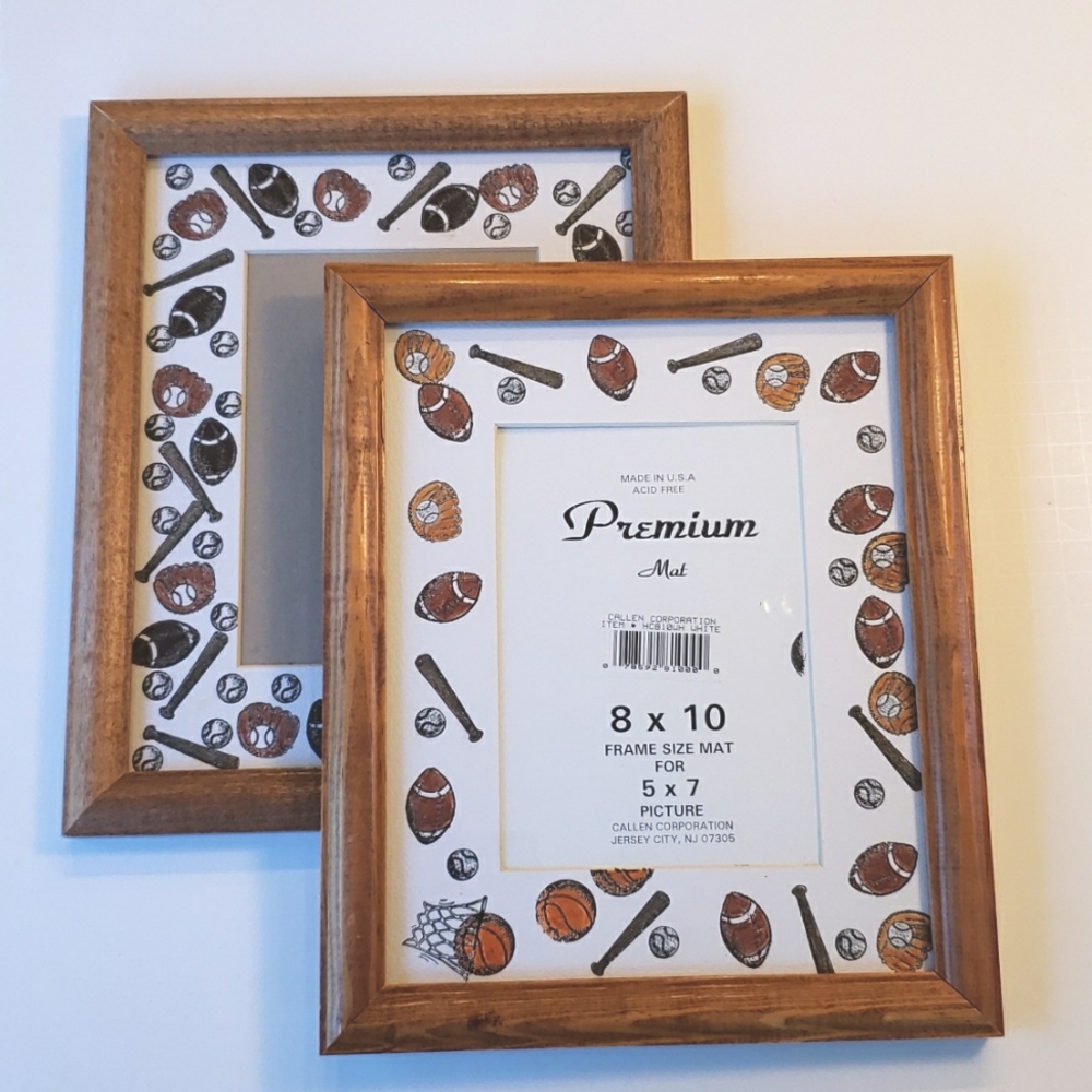 Two 8x10 Wooden Frames, Kids' Sports Format fits 5x7 picture